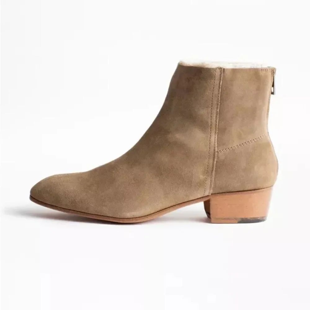 Zadig & Voltaire Tyler Suede Ankle Boots in Sand NWT $520